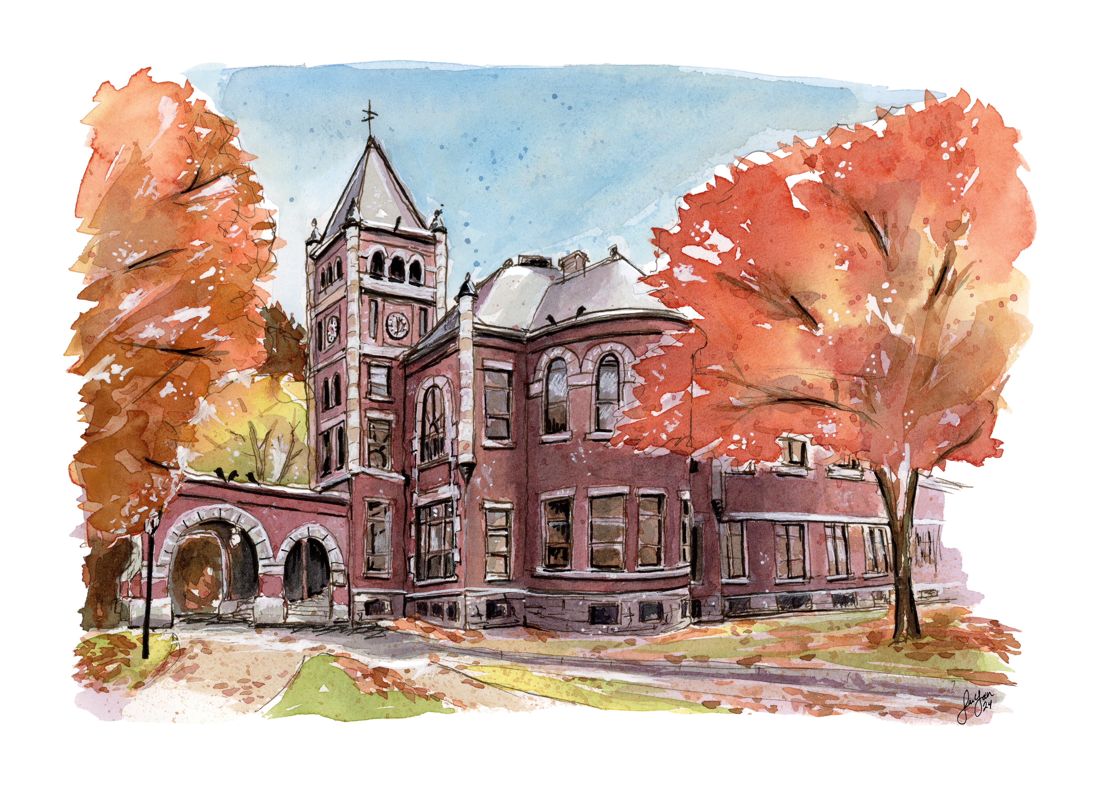 Fall at Thompson Hall - Seasonal Greeting Card